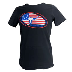 Camiseta Masculina Copenhagen Manga Curta Preto Estampado Em AzuL/ Vermelho E Branco Ref:0865