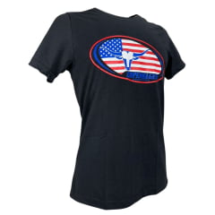 Camiseta Masculina Copenhagen Manga Curta Preto Estampado Em AzuL/ Vermelho E Branco Ref:0865