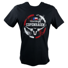 Camiseta Masculina Copenhagen Preta Manga Curta Com Logo Grande e Branco/Vermelho Ref.8732