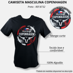 Camiseta Masculina Copenhagen Preta Manga Curta Com Logo Grande e Branco/Vermelho Ref.8732