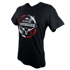 Camiseta Masculina Copenhagen Preta Manga Curta Com Logo Grande e Branco/Vermelho Ref.8732