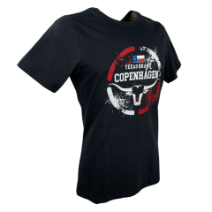 Camiseta Masculina Copenhagen Preta Manga Curta Com Logo Grande e Branco/Vermelho Ref.8732