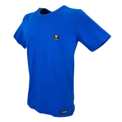 Camiseta Masculina Laço Forte Básica Azul Com Aplique Da Logo Ref:377