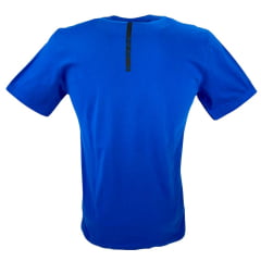 Camiseta Masculina Laço Forte Básica Azul Com Aplique Da Logo Ref:377