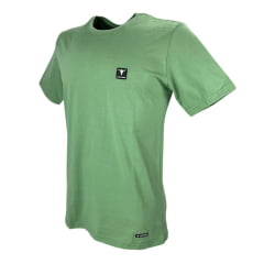 Camiseta Masculina Laço Forte Básica Verde Folha Com Aplique Da Logo Ref:377