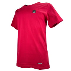 Camiseta Masculina Laço Forte Básica Vermelha Com Aplique Manga Curta Ref:40101