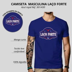 Camiseta Masculina Laço Forte Manga Curta Azul Royal Estampada Logo Branco/Vermelho Ref: 361/430