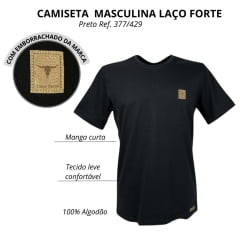 Camiseta Masculina Laço Forte Manga Curta Básica Com Aplique Bege Ref:377/429