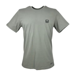 Camiseta Masculina Laço Forte Manga Curta Básica Com Aplique Cinza Ref:377/429