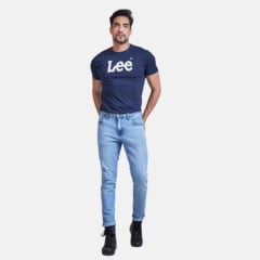 Camiseta Masculina Lee Azul Marinho Manga Curta Com Logo Em Branco Ref:5021L