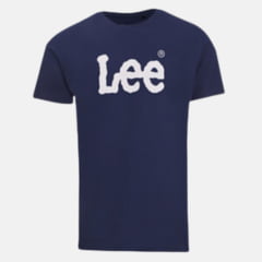 Camiseta Masculina Lee Azul Marinho Manga Curta Com Logo Em Branco Ref:5021L