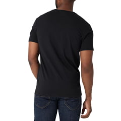 Camiseta Masculina Lee Plus Size Preta Fio Penteado Com Logo Preto Ref:5030LG