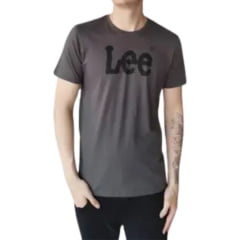 Camiseta Masculina Lee TShirt Malha Penteada Chumbo Estampada Ref:5032L