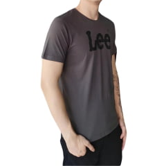 Camiseta Masculina Lee TShirt Malha Penteada Chumbo Estampada Ref:5032L