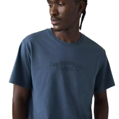 Camiseta Masculina Levi's Azul Marinho Manga Curta Bordada Ref:161432379