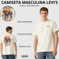 Camiseta Masculina Levi's Branca Logo E Detalhe Vermelho Frente E Costas Estampada REF:LB0013307