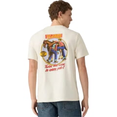 Camiseta Masculina Levi's Branca Logo E Detalhe Vermelho Frente E Costas Estampada REF:LB0013307