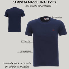 Camiseta Masculina Levi's Manga Curta Básica Azul Marinho Ref:LB0020013
