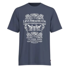 Camiseta Masculina Levi's Manga Curta Azul Jeans Com Estampa Em Branco Ref: LB0001-0572