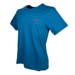 Camiseta Masculina Levi's Manga Curta Básica Azul Com Logo Vermelho - Ref.LB002-7003