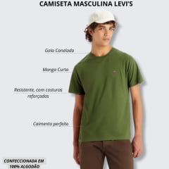 Camiseta Masculina Levi's Manga Curta Básica Verde Com Logo Vermelho - Ref.LB002-7004