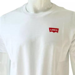 Camiseta Masculina Levi's Manga Curta Branca Com Logo Na Frente E Atrás Com Estampa De Laço Nas Costas Ref:LB0013316