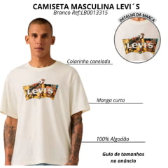 Camiseta Masculina Levi's Manga Curta Branca Estampada Ref: LB0013315