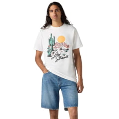Camiseta Masculina Levi's Manga Curta Branca Estampada Kactus Ref:LB0001-0584