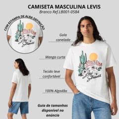 Camiseta Masculina Levi's Manga Curta Branca Estampada Kactus Ref:LB0001-0584