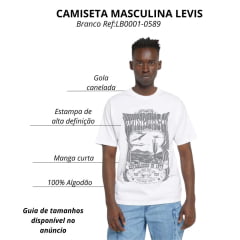 Camiseta Masculina Levi's Manga Curta Branco Estampado Preto Ref:LB0001-0589