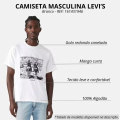 Camiseta Masculina Levi's Manga Curta Branco Gelo Cavaleiros REF: 161431946