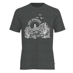 Camiseta Masculina Levi's Manga Curta Cinza Chumbo Estampada Kactus Em Branco Ref: 224911834