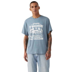 Camiseta Masculina Levi's Manga Curta Cinza Claro Logo Estampado Branco Ref: LB001-0563
