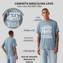 Camiseta Masculina Levi's Manga Curta Cinza Claro Logo Estampado Branco Ref: LB001-0563