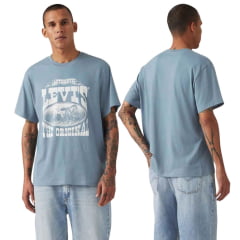 Camiseta Masculina Levi's Manga Curta Cinza Claro Logo Estampado Branco Ref: LB001-0563