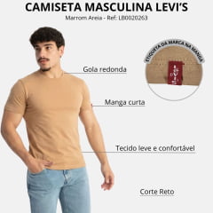 Camiseta Masculina Levi's Manga Curta Marrom Areia Básico Ref: LB0020263
