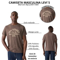 Camiseta Masculina Levi's Manga Curta Marrom Com Estampa Bege Ref:224911984