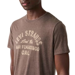 Camiseta Masculina Levi's Manga Curta Marrom Com Estampa Bege Ref:224911984