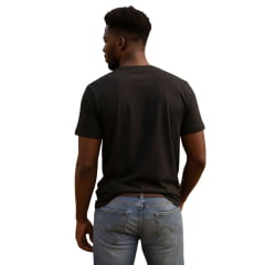 Camiseta Masculina Levi's Manga Curta Preta Com Estampa Em Marrom E Dourado Ref:LB0013323