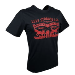 Camiseta Masculina Levi's Manga Curta Preta Com Estampa em Vermelho - Ref. LB0011008