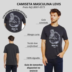 Camiseta Masculina Levi's Manga Curta Preto E Branco Gavião Talon Ref: LB001-0573