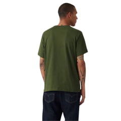 Camiseta Masculina Levi's Manga Curta Verde Militar Com Logo Bordado Branco Ref:LB001-3223
