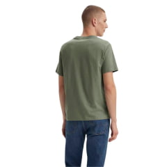 Camiseta Masculina Levi's Manga Curta Verde Musgo Logo Branco Ref:LB001-0574