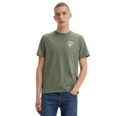 Camiseta Masculina Levi's Manga Curta Verde Musgo Logo Branco Ref:LB001-0574