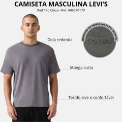Camiseta Masculina Levi's Red Tab Vintage Tee Cinza Manga Curta Ref:A06370179