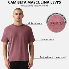 Camiseta Masculina Levi's Red Tab Vintage Tee Manga Curta Vinho Ref:A06370178