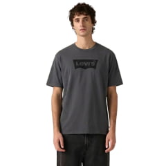 Camiseta Masculina Levi's Relaxed Fit Cinza Chumbo Com Logo Preto Manga Curta Ref:873730409