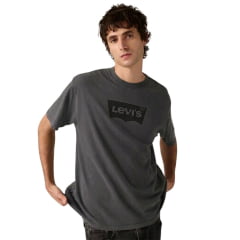 Camiseta Masculina Levi's Relaxed Fit Cinza Chumbo Com Logo Preto Manga Curta Ref:873730409