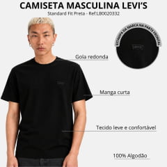 Camiseta Masculina Levi's Standard Fit Preta Básica Logo Preto Ref:LB0020332