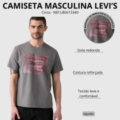 Camiseta Masculina Levi's Standard Manga Curta Cinza Estampa Rosa REF:LB0013349